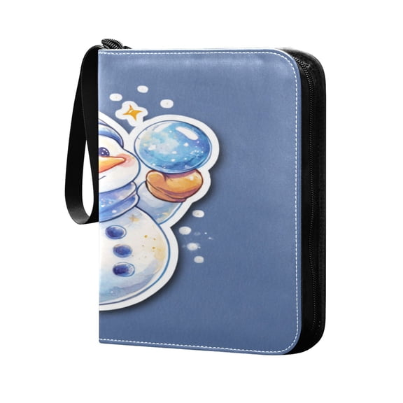 4 Pocket Card Binder with 50-page sleeve can hold 400 game cards Blue Snowman Sticker Pattern