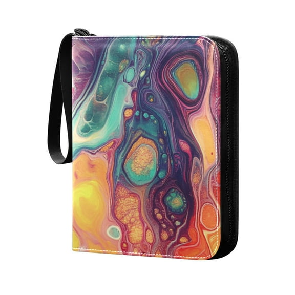 4 Pocket Card Binder with 50-page sleeve can hold 400 game cards. Colorful Fluid Painting