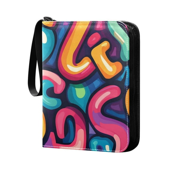 4 Pocket Card Binder with 50-page sleeve can hold 400 game cards. Creative Abstract Alphabet