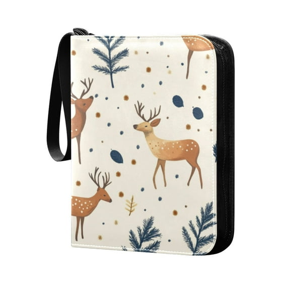 4 Pocket Card Binder with 50-page sleeve can hold 400 game cards. Cute Deer with Leaves