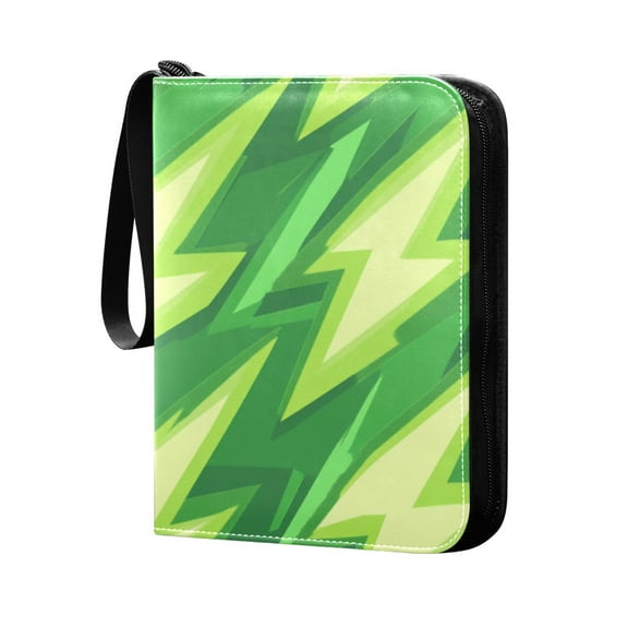 4 Pocket Card Binder with 50-page sleeve can hold 400 game cards. Green Lightning Pattern