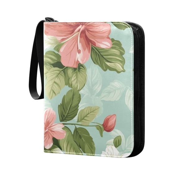4 Pocket Card Binder with 50-page sleeve can hold 400 game cards. Pink Green White Floral
