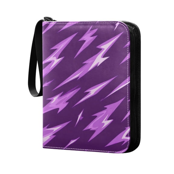 4 Pocket Card Binder with 50-page sleeve can hold 400 game cards. Purple Lightning Bolt Pattern