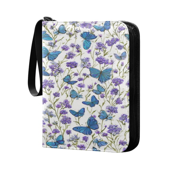 4 Pocket Card Binder with 50-page sleeve can hold 400 game cards Small Blue Butterflies