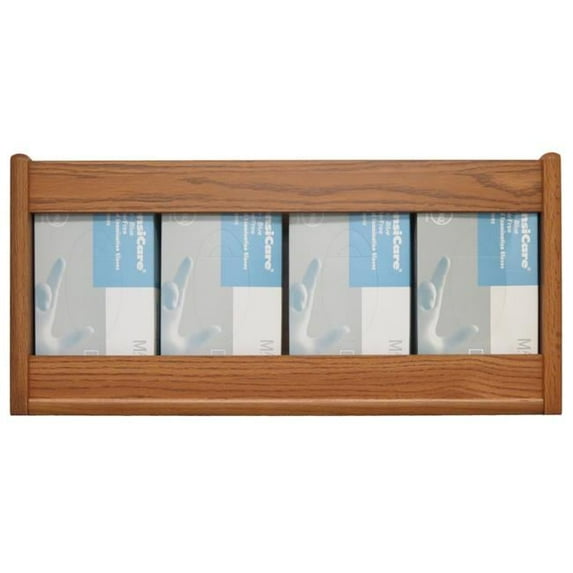 4 Pocket Glove & Tissue Rectangle Box Holder - Black, Medium Oak