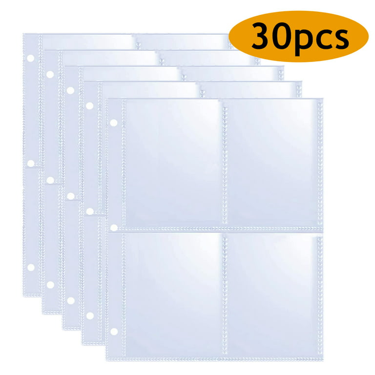 4 Pocket Page Protector, Trading Card Sleeves Pages Card Binder  Double-sided Baseball Card Sheets for Standard Size Cards, Coupon, Sport  Cards, Game Cards, Business Cards 30Pcs 