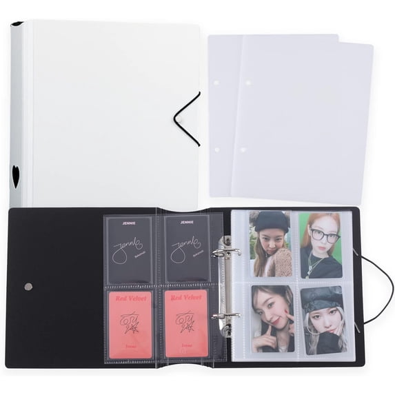 Notebook Photo Card 4-Pocket Photocard Binder A5 D-Ring Holder with 50Pcs Inner Sleeves ...