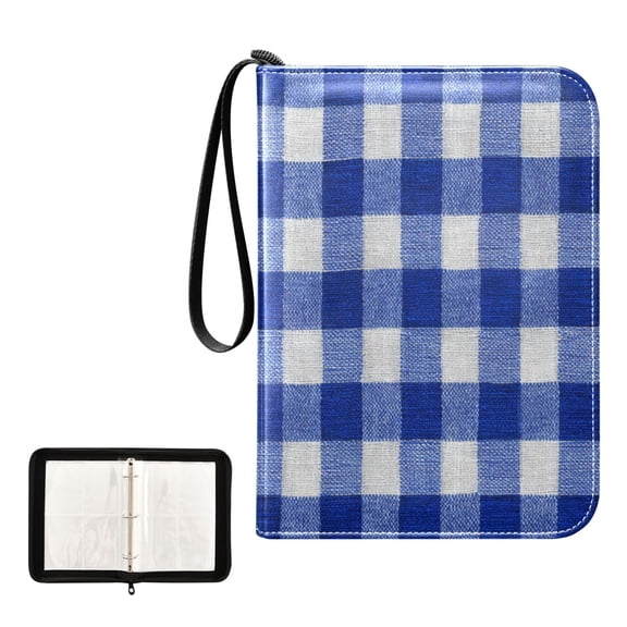4 Pocket Trading Card Binder, 50 Pages Sleeves Holds 400 Cards, Card Collection Album Holder for Game Cards, Sports Cards, TCG Storage Deep Blue Checkered