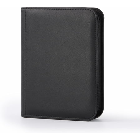 4 Pocket Trading Card Binder Ringless Card Binder with Zipper for TCG and Sport Cards Collections Holds 160 Cards with Side-Loading Pages Black