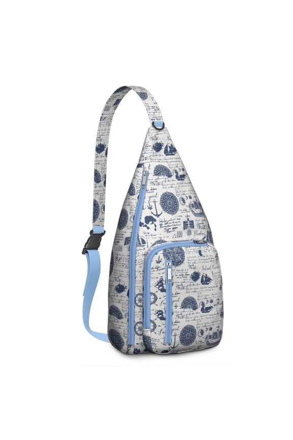 4-Pockets Cross Body Bags for Woman Men,Cute Sea Life Sling Bag Chest Bag with Adjustable Strap Women's Crossbody Bags for Outdoors Hiking Traveling