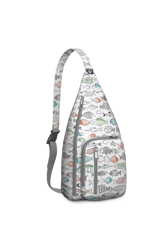 4-Pockets Cross Body Bags for Woman Men,Cute Sea Life Sling Bag Chest Bag with Adjustable Strap Women's Crossbody Bags for Outdoors Hiking Traveling