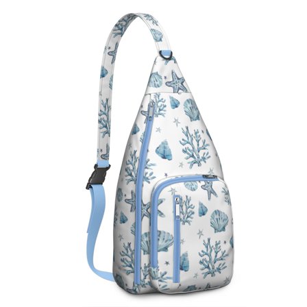 4-Pockets Cross Body Bags for Woman Men,Cute Sea Life Sling Bag Chest Bag with Adjustable Strap Women's Crossbody Bags for Outdoors Hiking Traveling