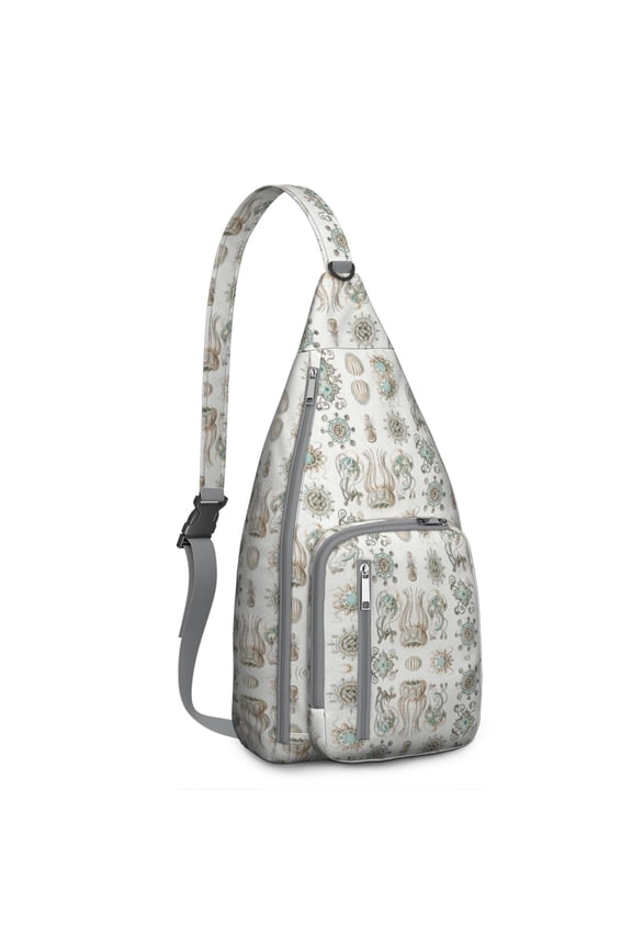 4-Pockets Cross Body Bags for Woman Men,Cute Sea Life Sling Bag Chest Bag with Adjustable Strap Women's Crossbody Bags for Outdoors Hiking Traveling