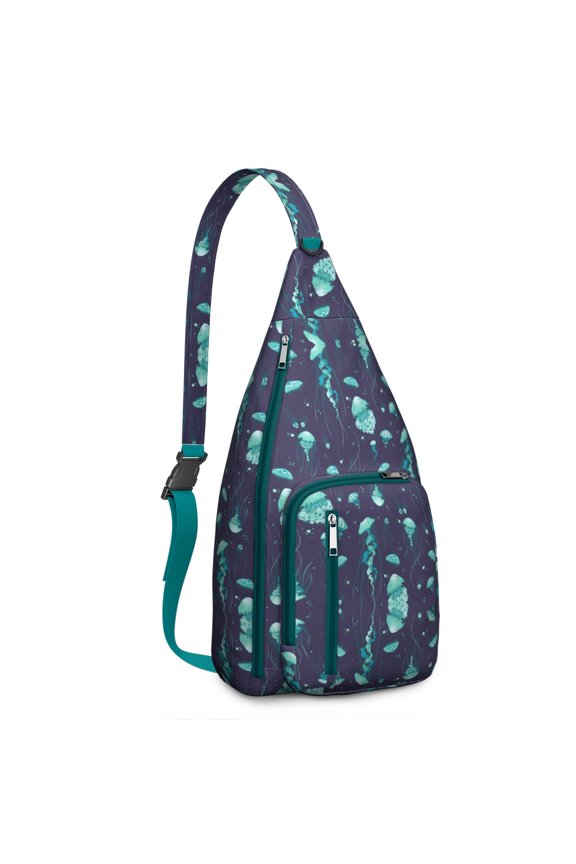 4-Pockets Cross Body Bags for Woman Men,Cute Sea Life Sling Bag Chest Bag with Adjustable Strap Women's Crossbody Bags for Outdoors Hiking Traveling
