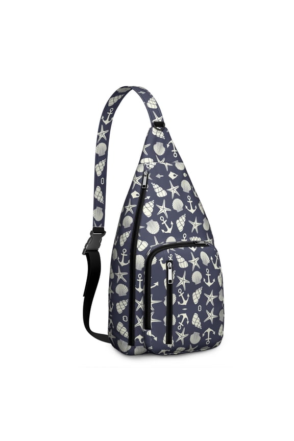4-Pockets Cross Body Bags for Woman Men,Cute Sea Life Sling Bag Chest Bag with Adjustable Strap Women's Crossbody Bags for Outdoors Hiking Traveling