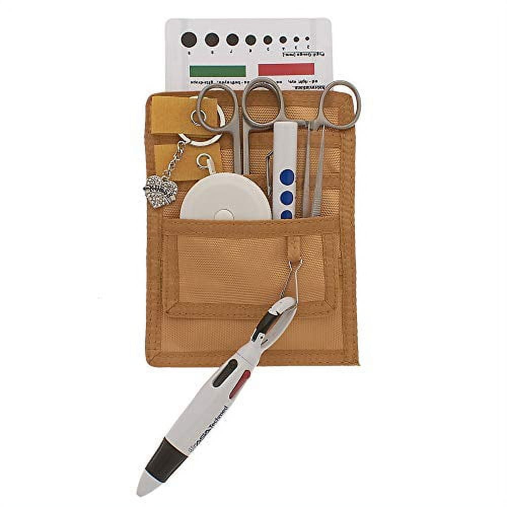 4 Pockets Nurse Organizer Pouch w/Stainless Silver + White Tools Medical Instrument Organizer