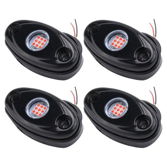 4 Pods LED Rock Lights Kit Waterproof Underglow LED Neon Trail Rig Lights for Truck ATV Offroad Boat-Red