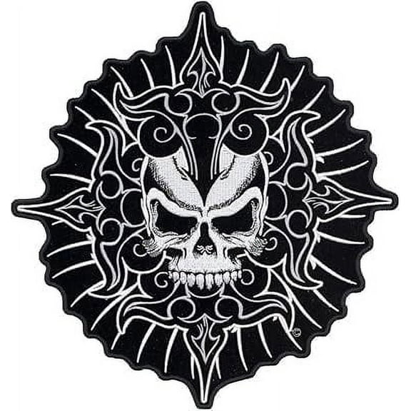 4 Point Tribal Dagger Skull Patch, Large Back Patches, Large Size