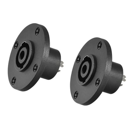 4-Pole Speakons Panel Mount Connector,Audio Speaker Jack Twist Lock,Round Speaker Jack Plate with Metal Insert 2Pcs