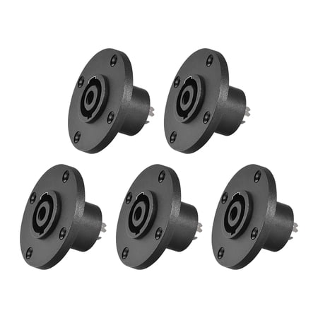 4-Pole Speakons Panel Mount Connector,Audio Speaker Jack Twist Lock,Round Speaker Jack Plate with Metal Insert 5Pcs