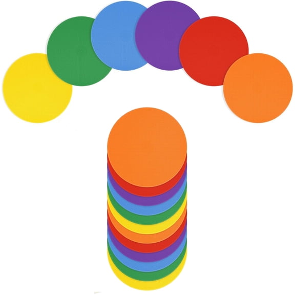 4 Poly Spot Markers Agility Dot for Gym/PE Training, Dance,12 Pcs Round Multiple Color Size Rubber Non-Slip Spot Marker for Games, Floor Dots and Sport Activities