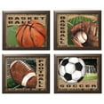 thumbnail image 1 of 4 Popular American Sports Set Basketball Baseball Football and Soccer; Four 10x8in Brown Framed Prints; Ready to hang!, 1 of 3
