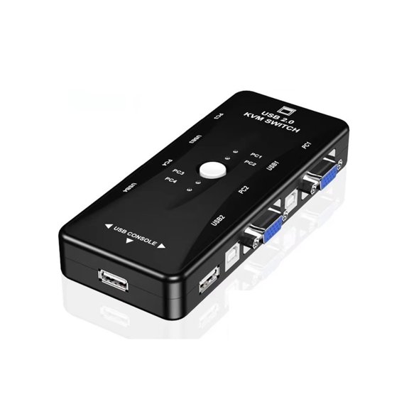 4-Port 1080P VGA KVM Hub, Smart USB Switch for Mouse & Keyboard