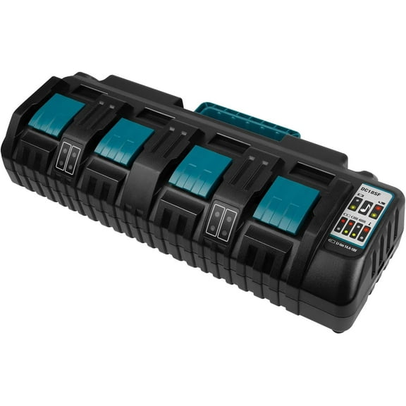 4-Port 18V DC18SF Fast Charger with Dual USB Port Compatible with Makita 14.4V 18V Li-ion BL1830 BL1840 BL1850 BL1860 BL1815 BL1430