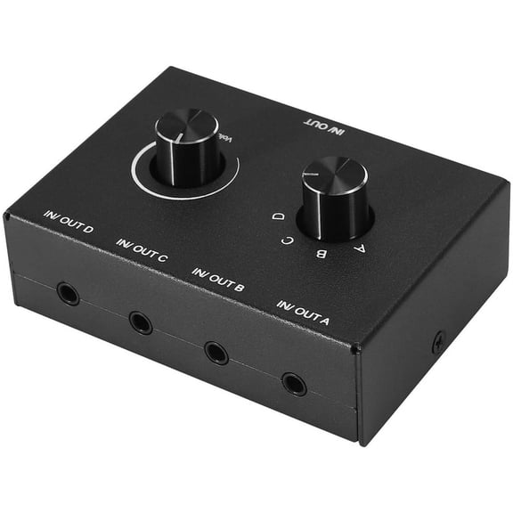 4 Port Audio Switch, 3.5mm Switcher, Stereo AUX Selector