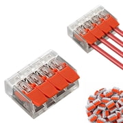 4 Port Electrical Lever Nuts | Quick-Connect Terminal | for AWG 24-12 Copper Wires | Wire Connector | 50-Pack