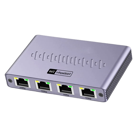 4 Port Ethernet Splitter Gigabit Speed Networking Adapter Aluminum Housing Case Multiple Device Sharing