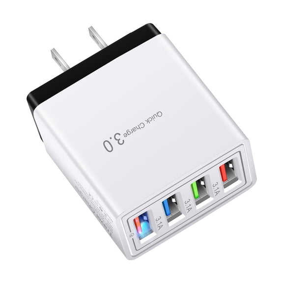 4 Port Quick Charge 3.0 USB Wall Charger 3.5A Fast Charging Power Adapter, US Plug Multi Device Charging Cube for Cell Phones, Tablets & Electronics(White)