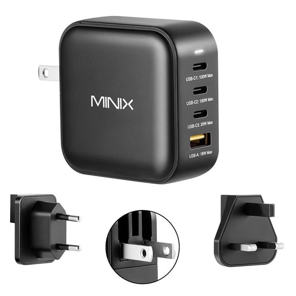 4-Port GaN Wall Charger Next-Gen GaN Technology, Power Sharing, Portable Design & Multi-Protection Safety System MINIX P3