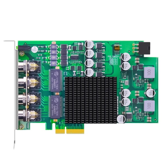 4-Port M12 PoE+ Card, Surge-Proof, PCIE 2.0 X4