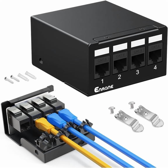 4 Port Patch Panel CAT6 Keystone Patch Panel (EC Listed) UTP Network for Home/Office (1U 4Port, CAT6)