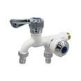 thumbnail image 1 of 4-Port Plastic Washing Machine Faucet - Dual Head Wall Mount Cold Water Splitter, 1 Inlet to 2 for Laundry & Utility Use, 1 of 1