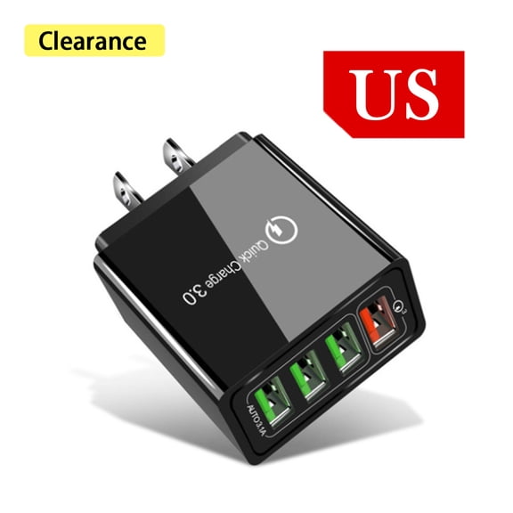 Elnone 4-Port Quick Charge Wall Charger, Fast Charging Block for Phones, Tablets, Laptops, Black