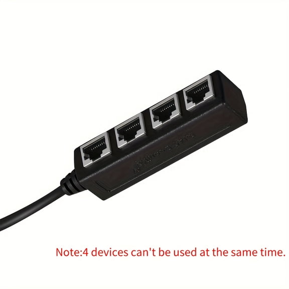 4-Port RJ45 Ethernet Splitter Cable - Male to Female LAN Adapter, Works with Cat5, Cat5E, Cat6, Cat7 Networks, Black, Fast Data Transfer & Dependable Connection
