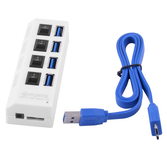 4-Port Rectangle High Speed Data PC Laptop USB 3.0 Hub Transfer Splitter