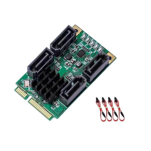 4 Port SATAIII Expansion Card Mini PCIe Adapters Marvells Chipset 6Gb/s Bandwidth Hot Swap Support