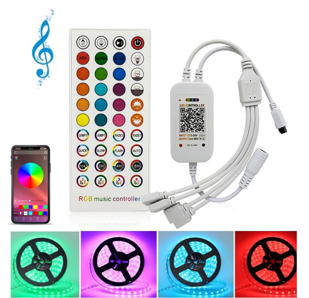 4-Port Smart WiFi LED Controller with 44-Key IR Remote for RGB LED ...