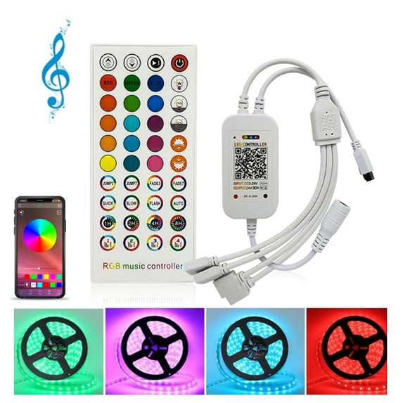 4-Port Smart WiFi LED Controller with 44-Key IR Remote for RGB LED Light Strip SMD 5050 LEDs Tape Strips Timing APP Controlling
