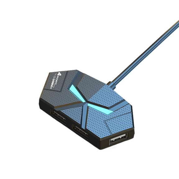 4-Port USB 2.0 Hub with Ambient Light Compact USB Splitter for Computer and Laptop