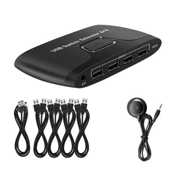 4 Port USB 2.0 Sharing Switch, 4 In 1 Out USB Selector Hub for 4 PCs Share Printer Mouse Keyboard, 1 Count