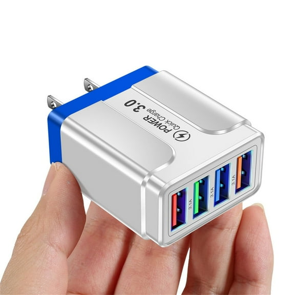 4-Port USB 3.0 Fast Charger Hub – 3.1A Quick Charge Wall Adapter with Smart Detection & Multiple Protections – US Plug, Compact for Home, Office & Travel