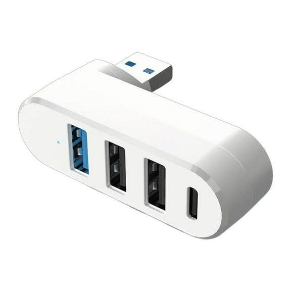 4 Port USB 3.0 Hub 180° Degree Rotatable USB Splitter with 3 USB Port 1 USB C