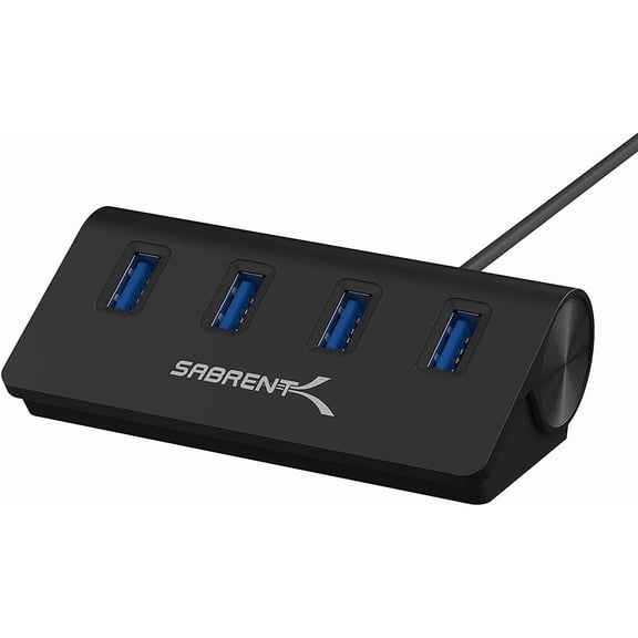 4-Port USB 3.0 Hub Aluminum Portable Data with 2.5ft Cable for iMac, MacBook, MacBook Pro, Air, Mac mini, or Any PC [Black] (HB-MC3B)