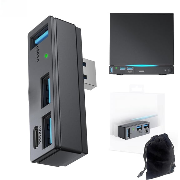 4-Port USB 3.0 Hub Compatible with Steam Machine Consoles and PC, 5Gbps High-Speed Multi-Platform Expansion Dock with 3 USB-A and 1 USB-C Ports, Plug-and-Play Portable Splitter