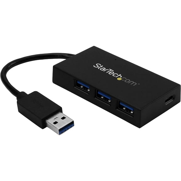 4 Port USB 3.0 Hub - Type-A with 1x USB-C & 3x USB-A (SuperSpeed) Bus or Self-Powered Portable (5Gbps) BC 1.2 Charging w/ Power Adapter , TAA (HB30A3A1CSFS)