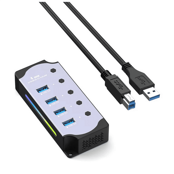 4 Port USB 3.0 Hub USB Adapter USB Splitter with Individual Led on/Off Switches 4 in 1 y3130